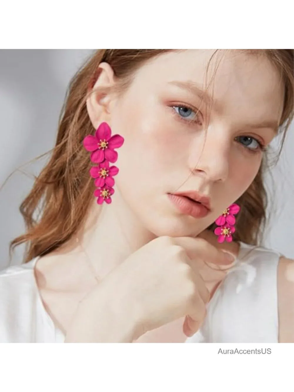 Three Layer Flower Earrings Boho Statement Dangle Earrings Gift